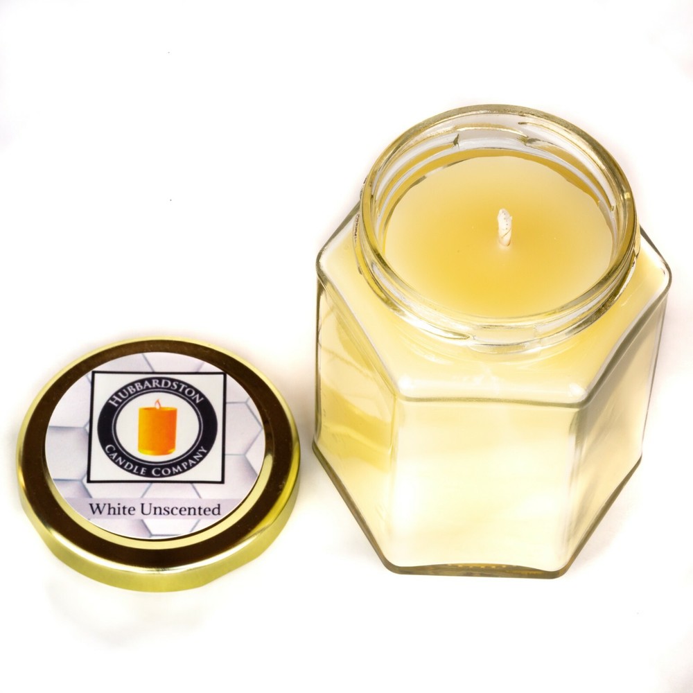 White Unscented Pure Beeswax Jar Candle, 12 oz