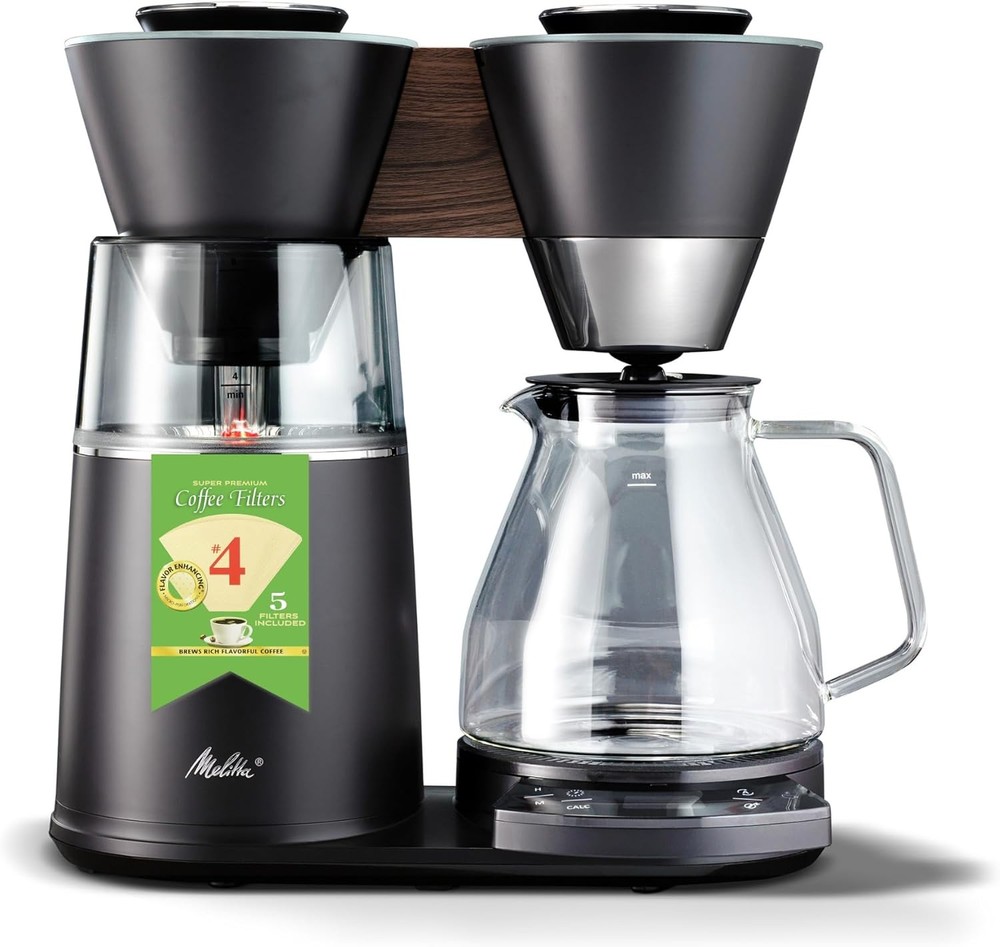 Melitta Vision 12-Cup Automatic Drip Coffee Maker with 5-Pack Filters - Black