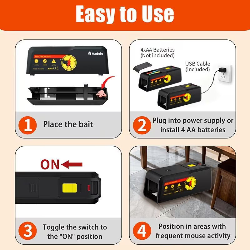 ELECTRIC MOUSE & RAT KILLER - COMPACT ELECTRONIC PEST TRAP WITH ZAPPER FUNCTION