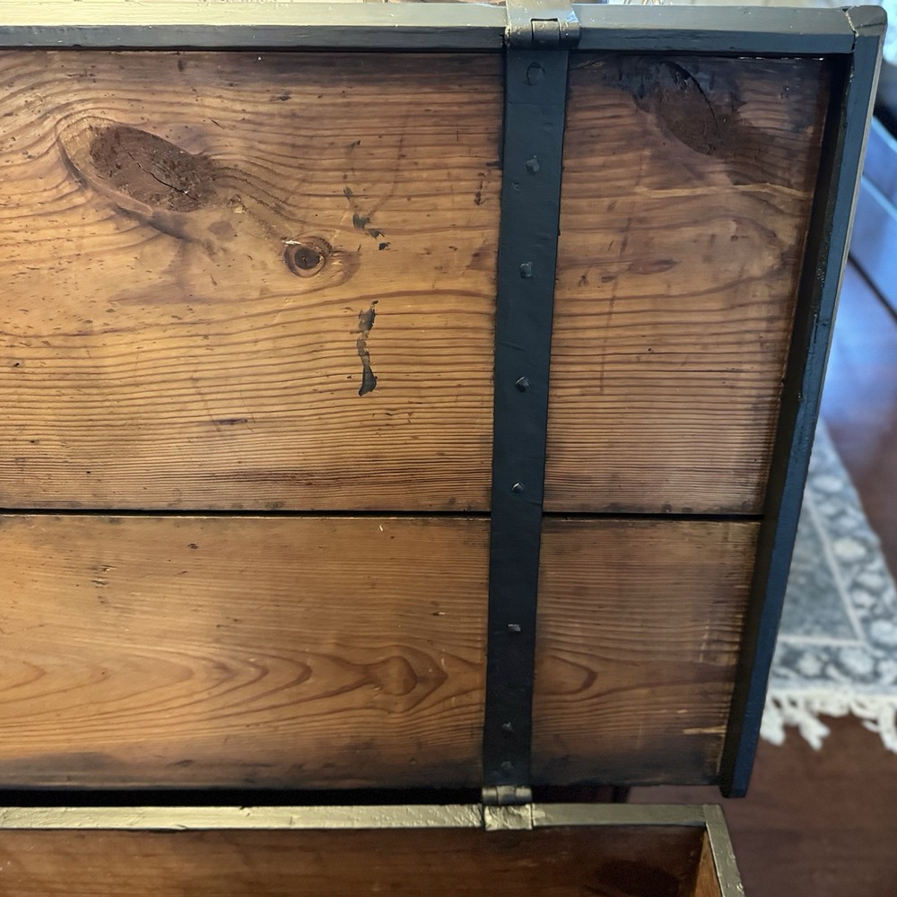 Vintage Large Handmade Solid Wood Large Chest Trunk Storage Black