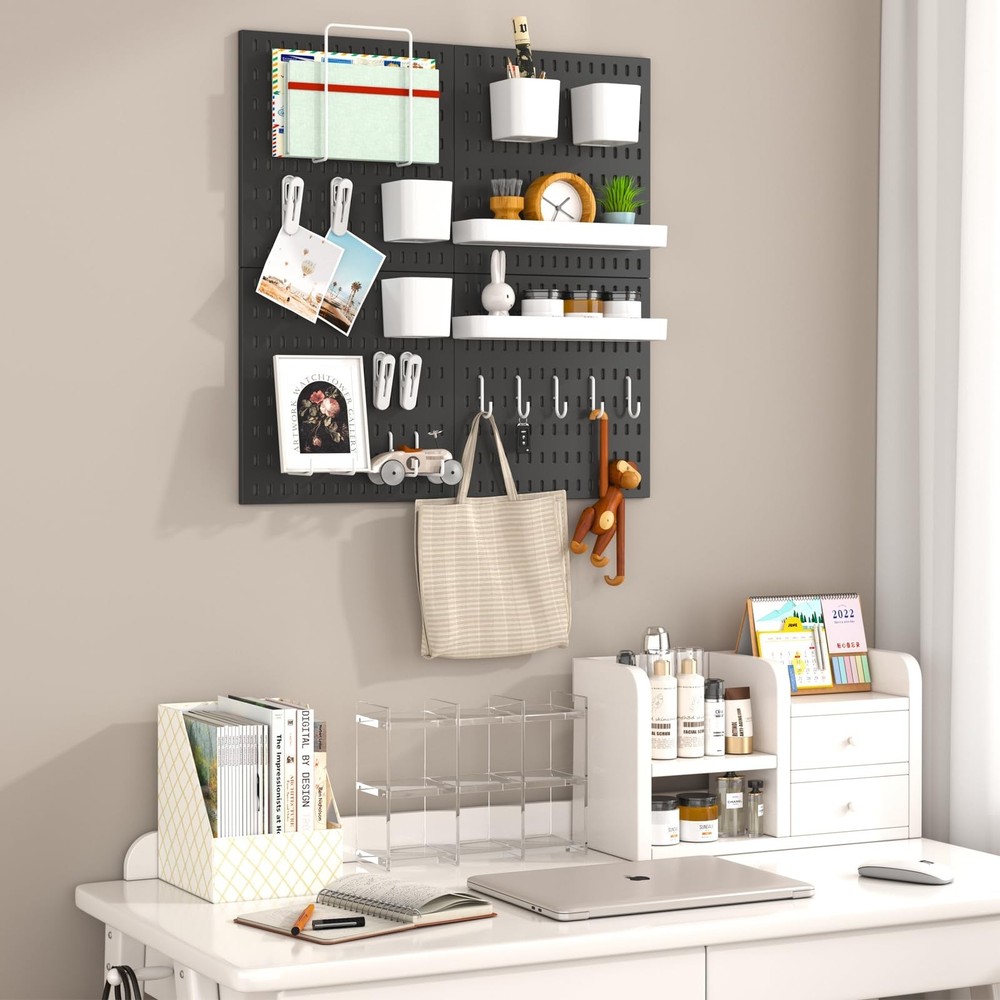 Peg Board Combination Kit, 8 Pegboards with 40 Accessories, Pegboard Wall Org...