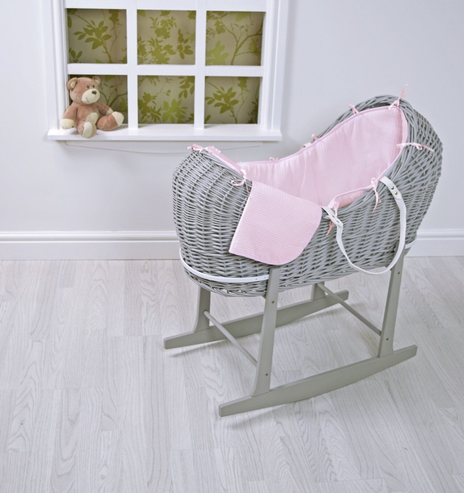 REPLACEMENT COVERS/DRESSING/BEDDING SET FOR POD MOSES BASKET PINK/BLUE/WHITE/GRE