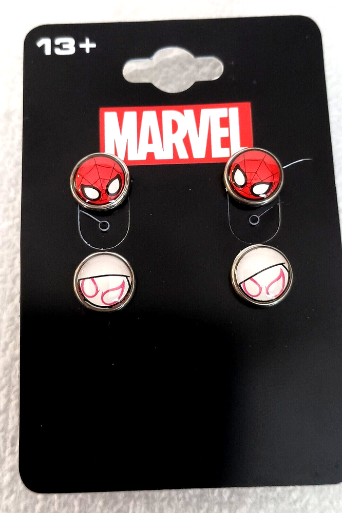 Marvel Comics Spider-Man & Spider Gwen Ghost Post Stud Earrings New NOS MOC