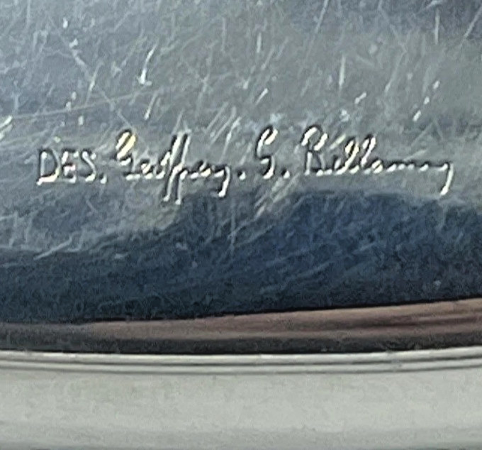 Geoffrey Guy Bellamy Silver Hippocampus Pattern Triangular Dish London 1957