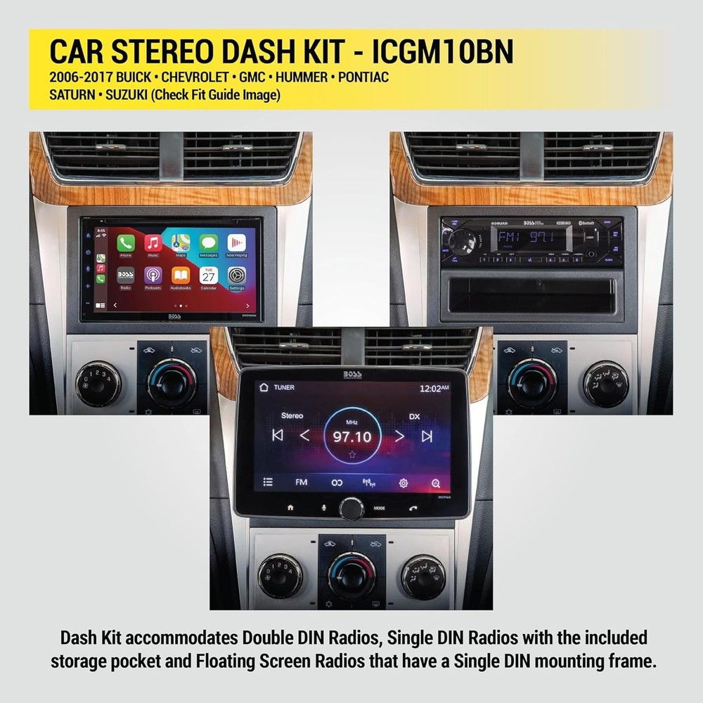 Double/Single DIN Stereo Installation Kit for 2006-17 GM Vehicles