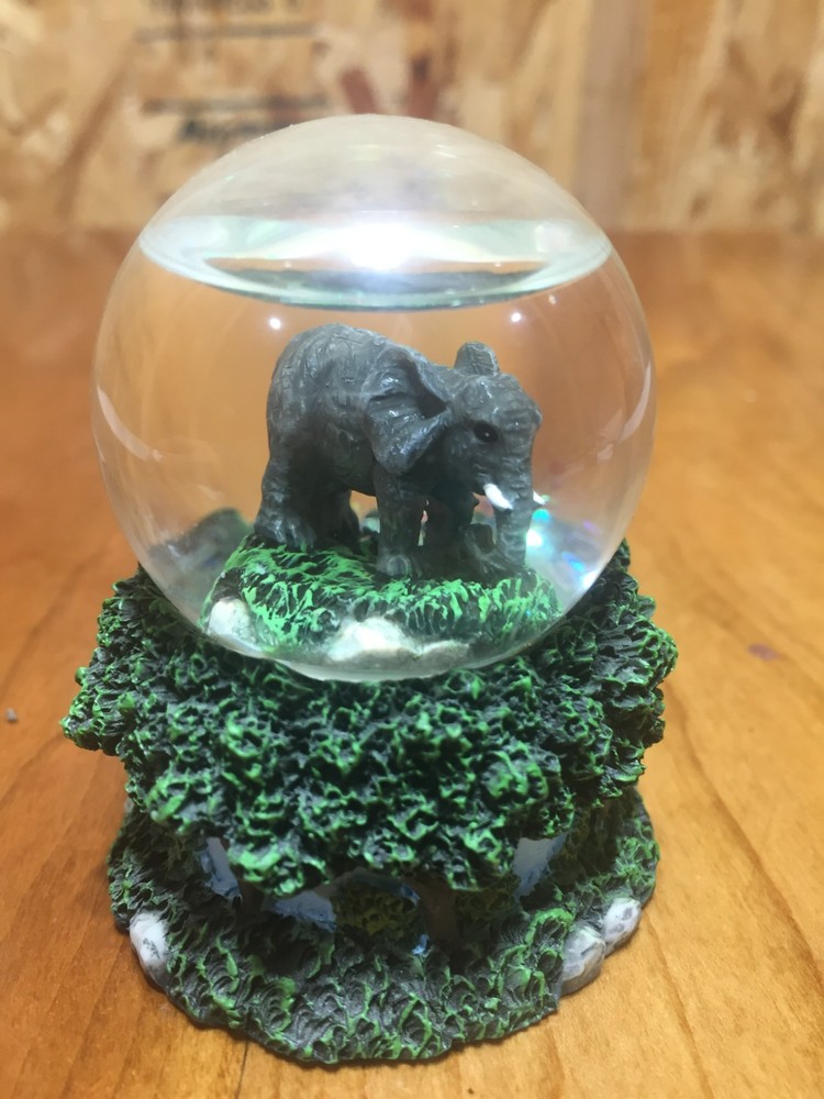 Herco Professional Elephant Snow Globe 3.5" High MISSING WATER Glitter