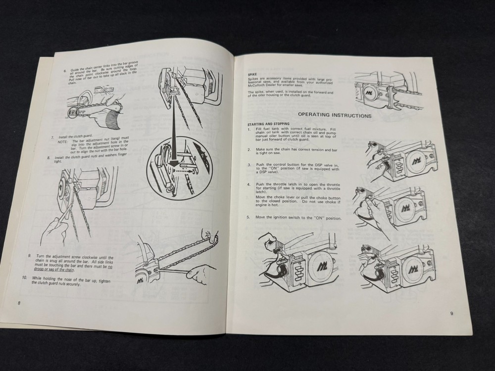 Vintage McCulloch Chain Saw Instructions