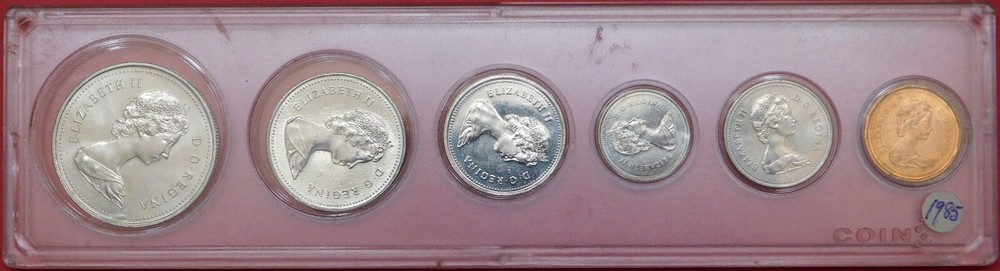 Uncirculated 1985 Canada 6 Coins Plus Snap Lock Folder