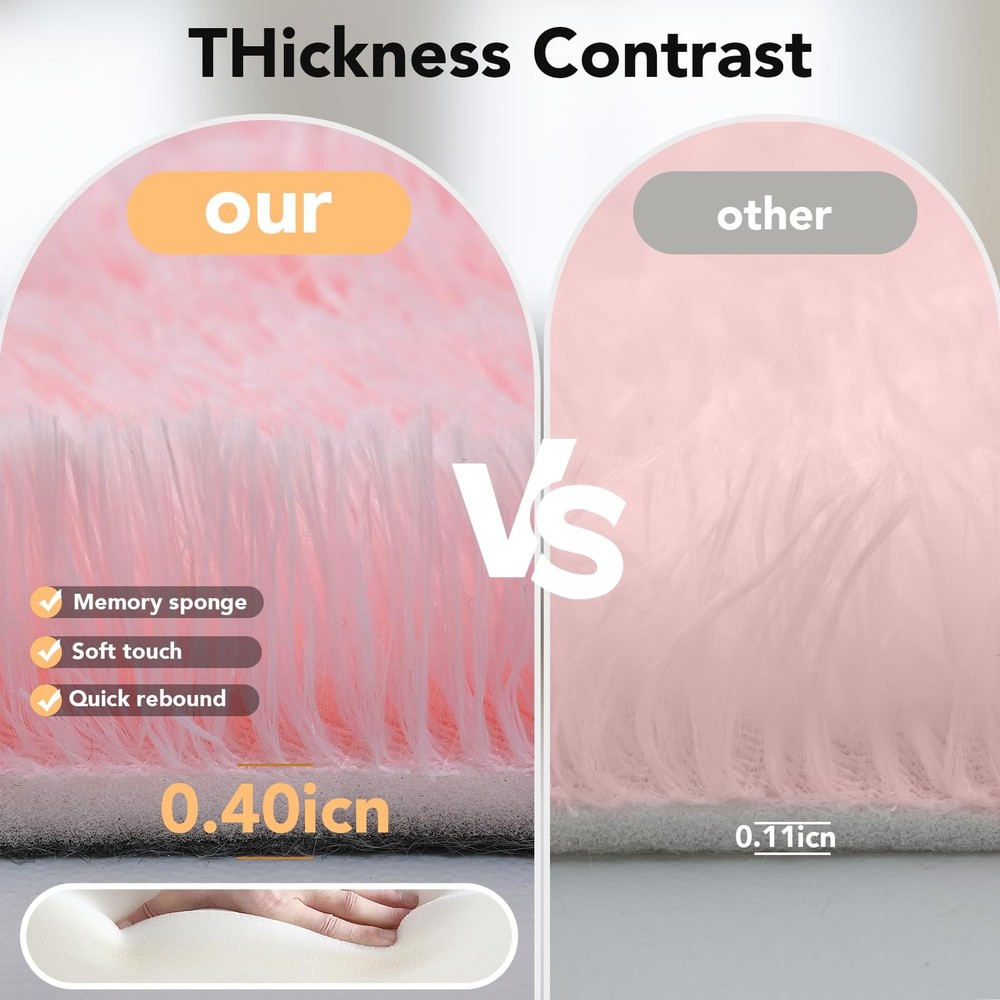Pink Fluffy Area Rugs 4x6: Furry 4' x 6' (Rectangular),