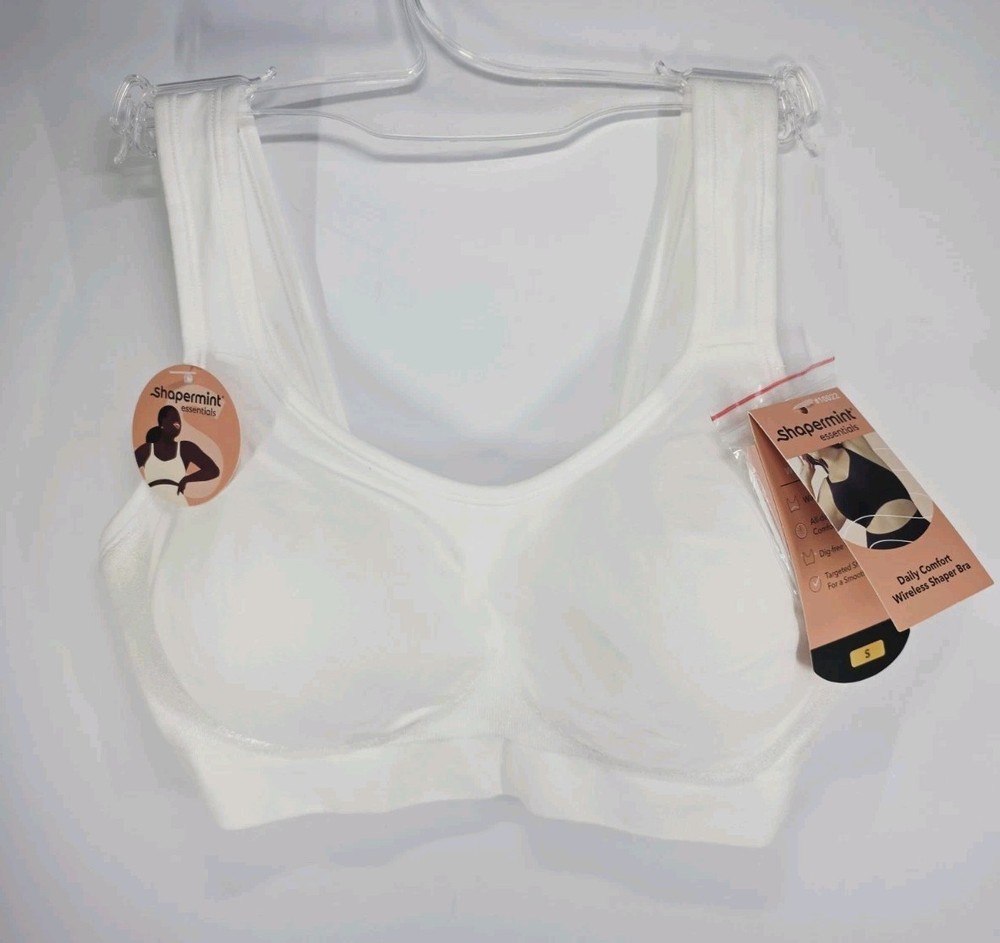 Shapermint Essentials Women's Daily Comfort Wirefree Shaper Bra Small White New