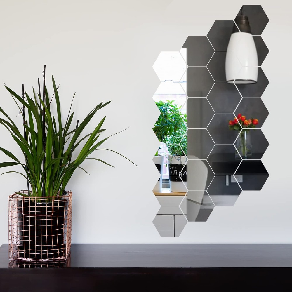 Hexagonal Mirror Glass Wall Mirror Bulk Adhesive Mirror Flat Flexible Wall Gl...