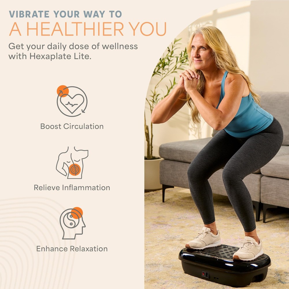 HexaPlate Lite Vibration Plate Exercise Machine with Magnetic Acupoints - Ful...