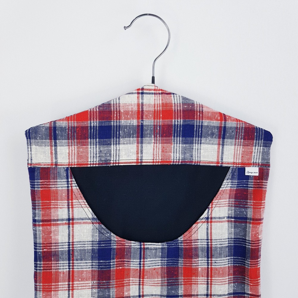 Peg Bag Handmade Blue Red White Checked Pattern Lined Laundry Clothes Peg Holder