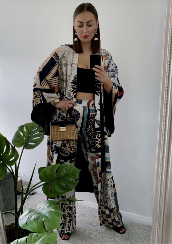 Stylish Two-Piece Set with Intricate MixedPrints