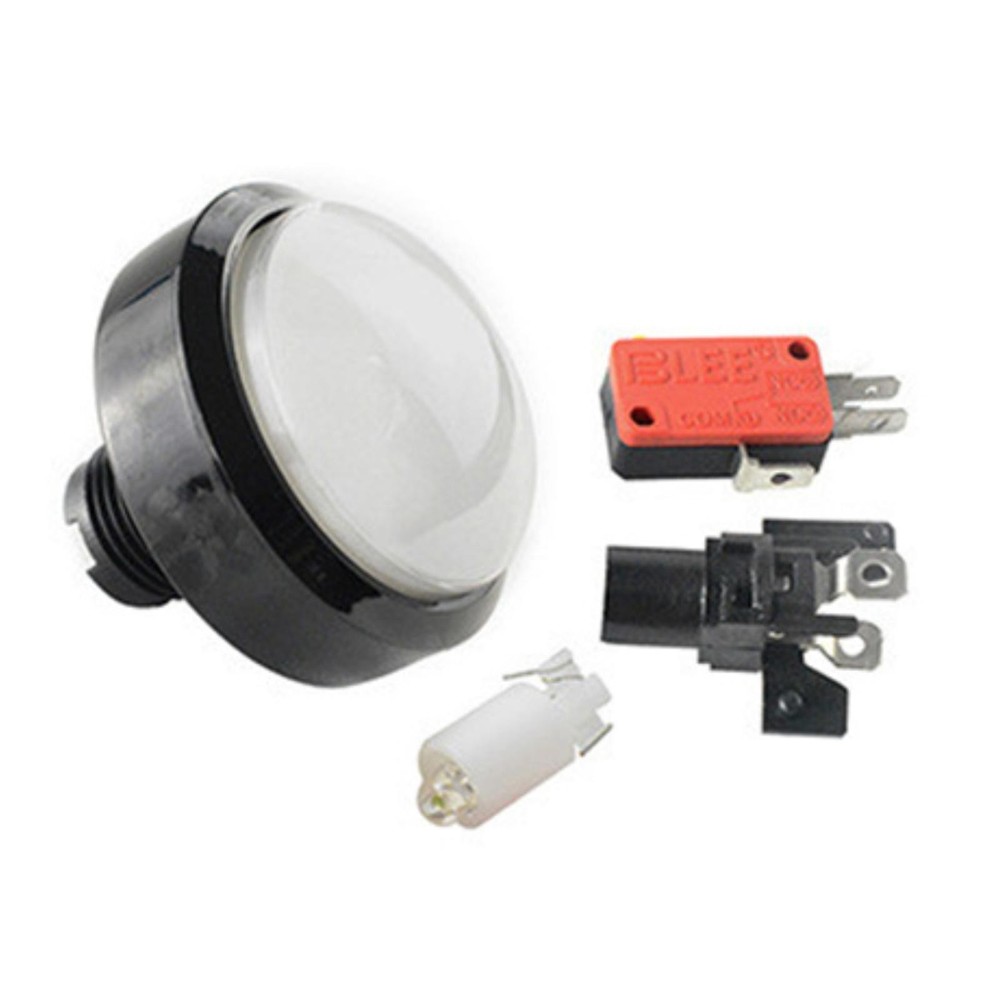 60mm White Arcade Round Push Button Illumilated 12V LED Light w/ Microswitch