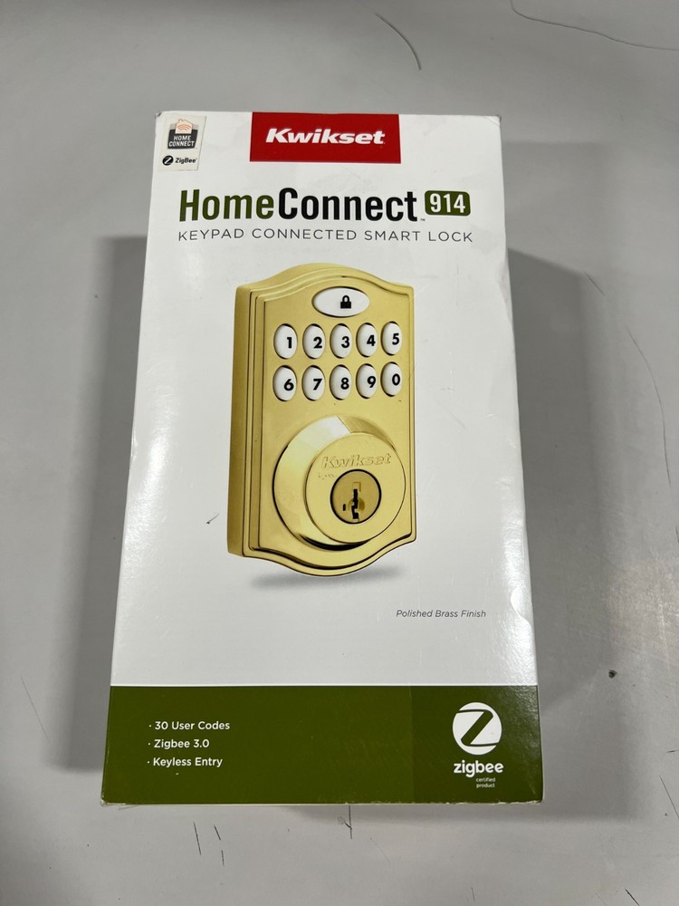 Kwikset 914 Keypad SmartCode Deadbolt Smart Lock ZigBee 3.0 in Polished Brass