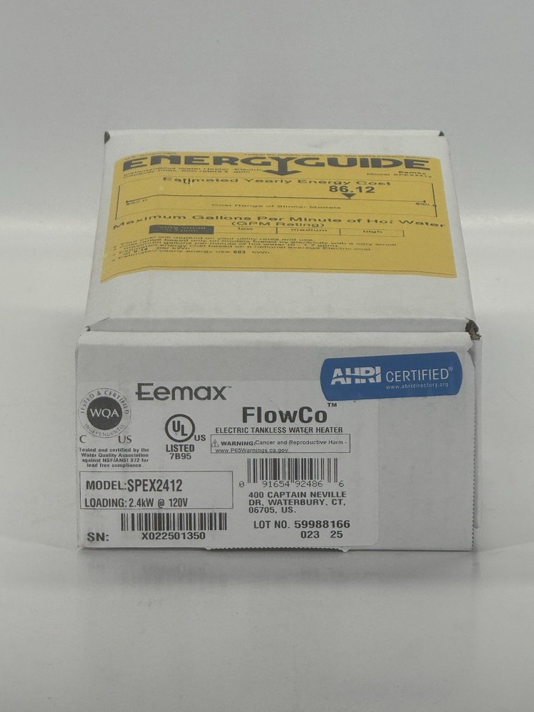 Eemax SPEX2412 FlowCo Electric Tankless Water Heater - NEW