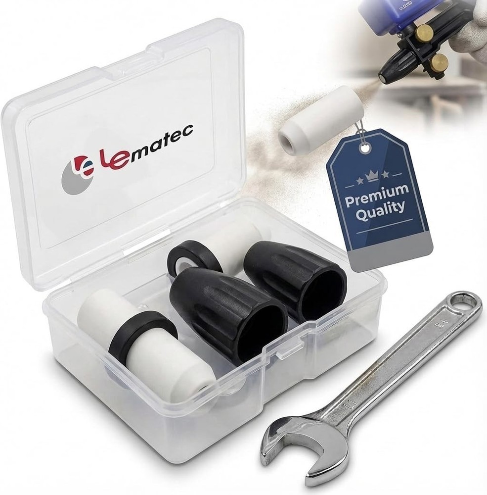 Sandblaster Accessory Kit - Ceramic Nozzle Tip, 2 Dust Covers & Storage Case, Du