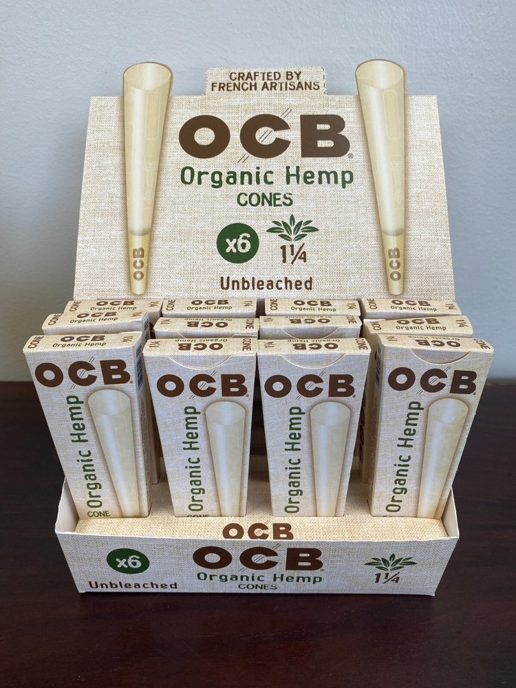 OCB Organic 1 1/4 Size Cones 6 Count~1 Pack ONLY