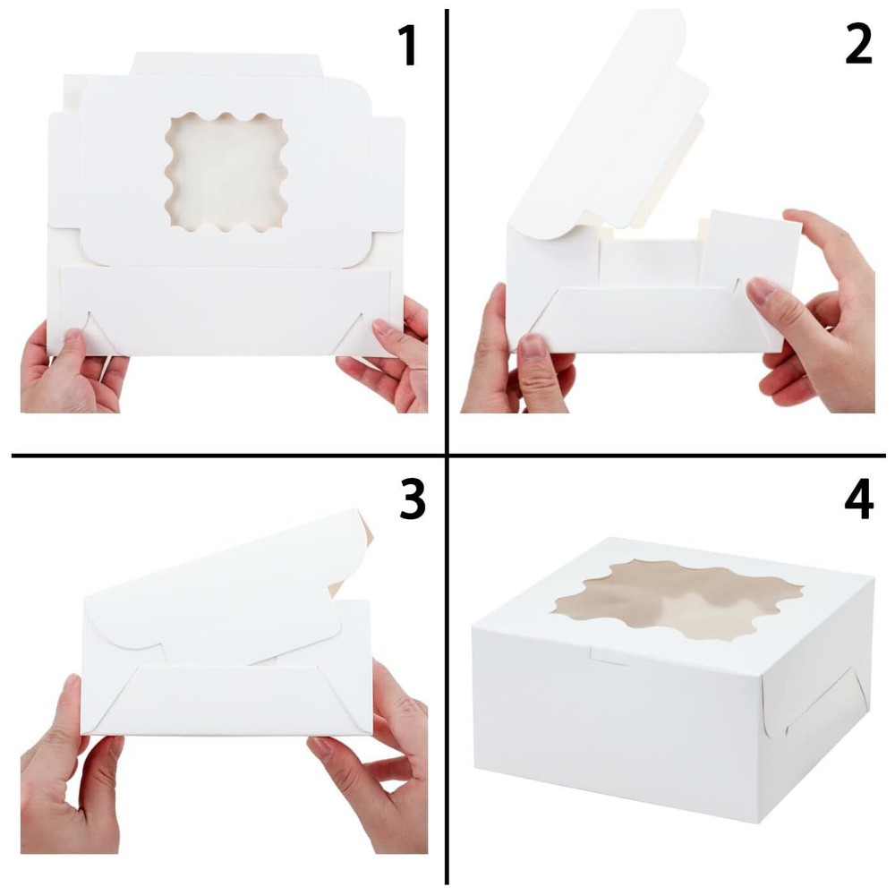 20pcs 6X6X5 Inches White Bakery Boxes with Window Small Cake Boxes Cookie Box...