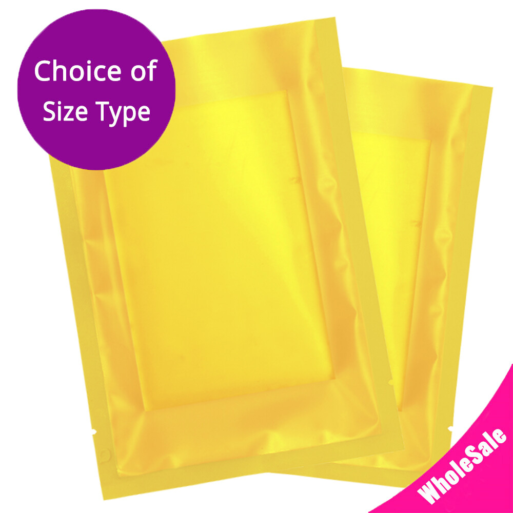 Multi-Size Matte Foil Mylar Front Gold Back Clear Flat Zipper Pouch Bag