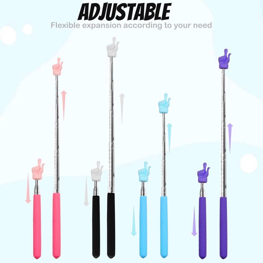 4Pcs Telescopic Teachers Pointer, Mini Extendable Hand Pointer Finger 4PCS