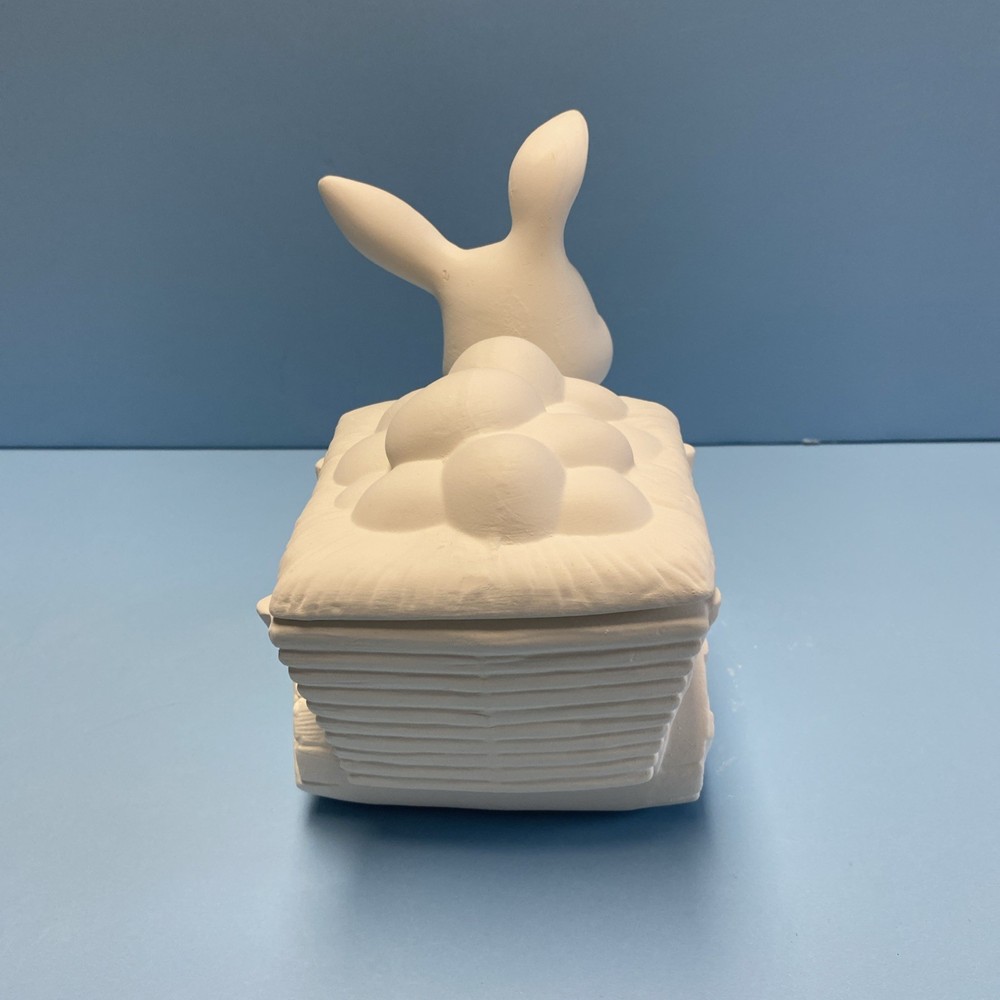 Ceramic Bisque Easter Bunny With Egg Cart Ready To Paint For Easter