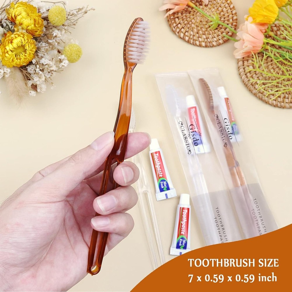 100 Pack Travel Toothbrushes with Toothpaste Set, Individually Wrapped Disposabl