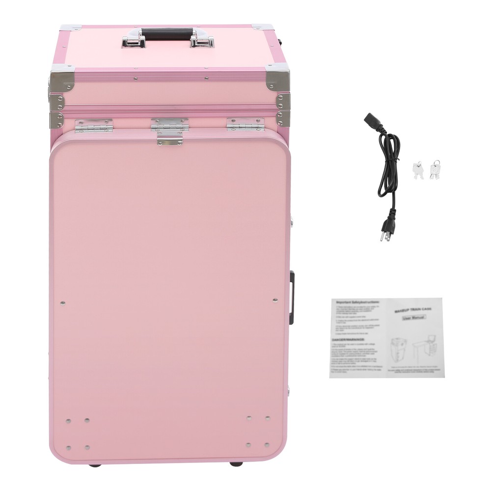 Nail Desk Mobile Station Rolling Makeup Train Case Manicure Table
