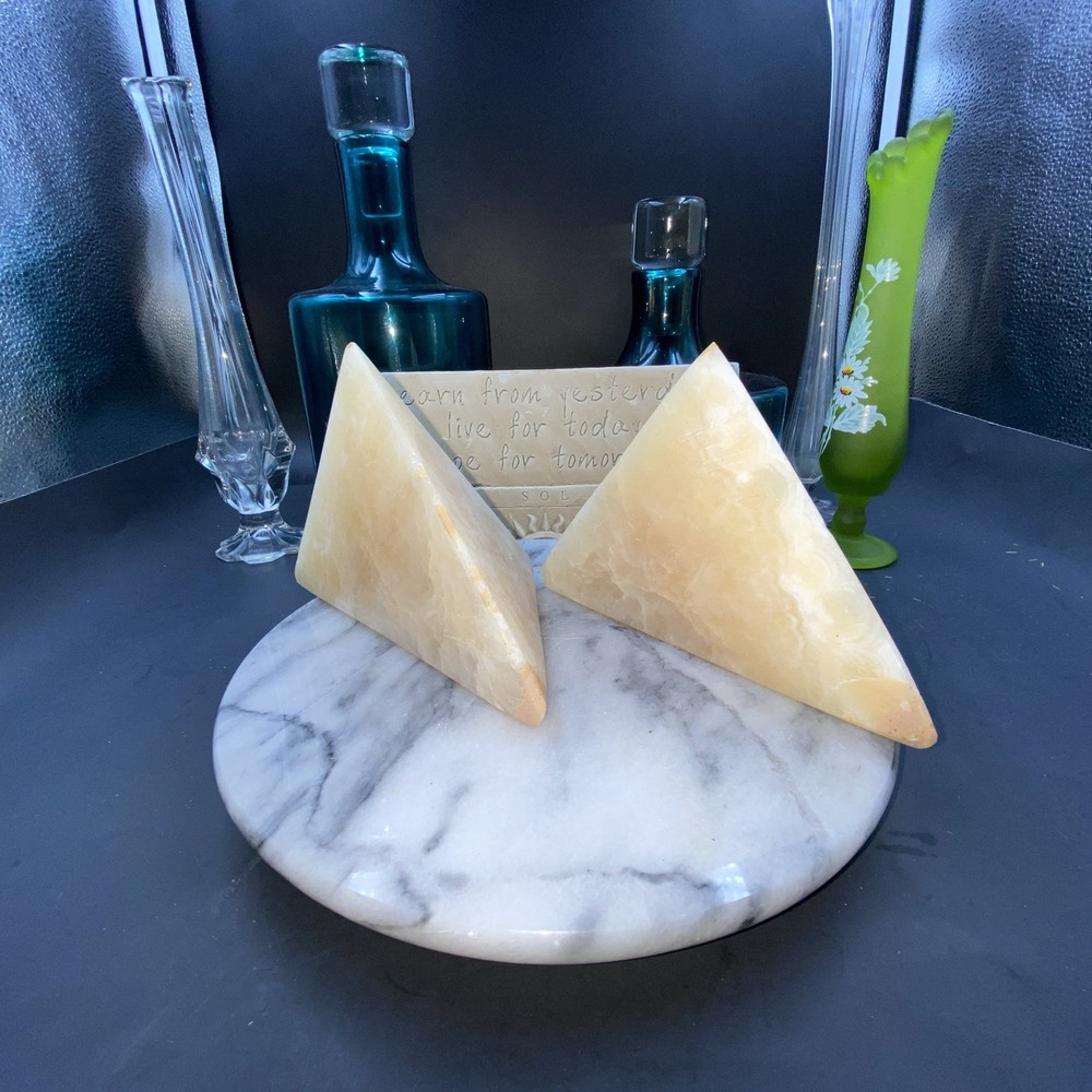 MARBLE or ONYX BOOKENDS~Very Classy & Very Heavy~Few Tiny Chips