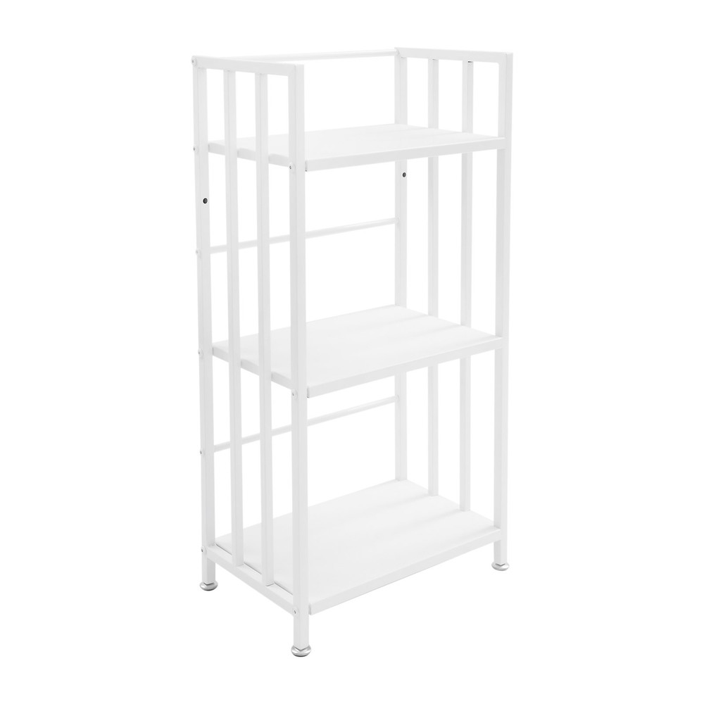 Open Shelf Bookcase, 3-Tier Display Rack, White, Baking Paint, Floor Mount