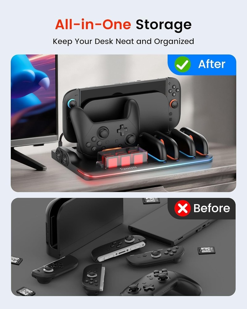 Joy Con Charging Dock for Switch 2 - Fast Charge & Cool Down