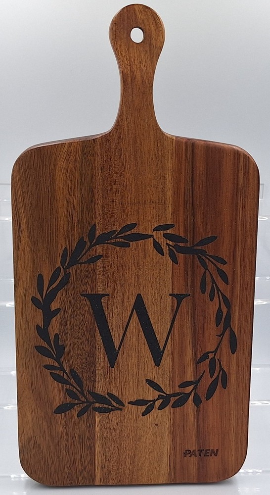 Monogrammed "W" Acacia Wood Serving Board 16.5" x 8.2 " x 0.8" Display Only