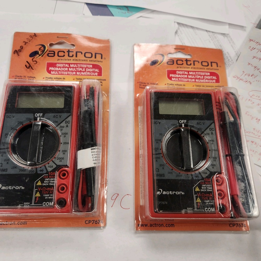 2 Actron CP7674 Digital Multitesters with Leads
