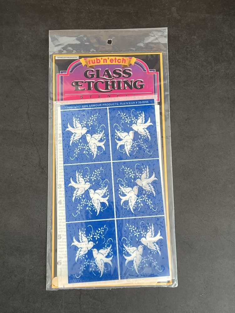 Vintage 90s Rub n Etch Glass Etching Stencil Birds