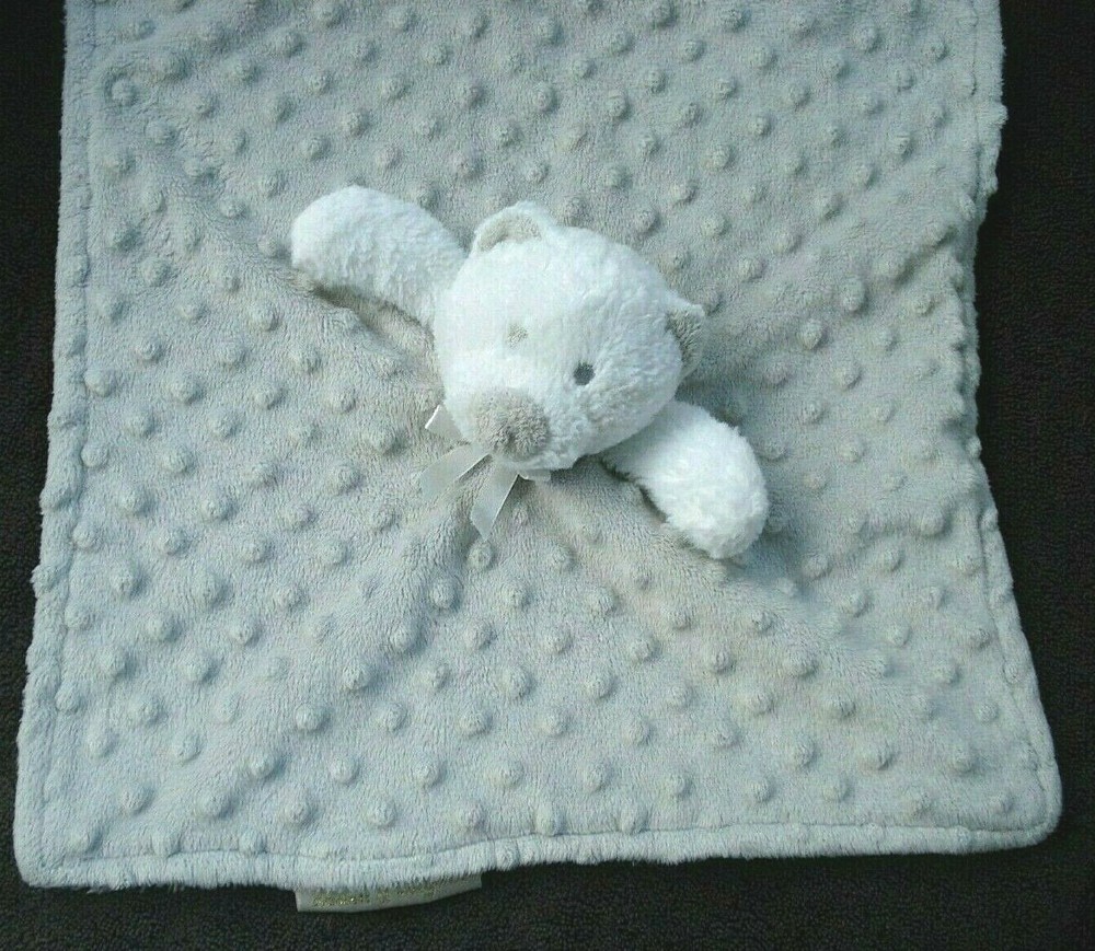 Blankets & Beyond Gray White Minky Dot Teddy Bear Security Blanket