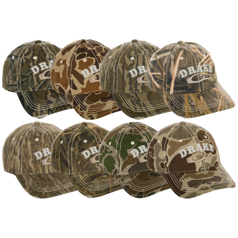 Drake Waterfowl Distressed 6-Panel Camo Ball Cap