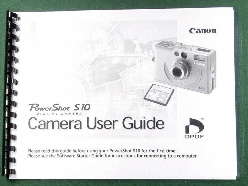 Canon PowerShot S10 Instruction Manual: 88 Pages & Protective Cover