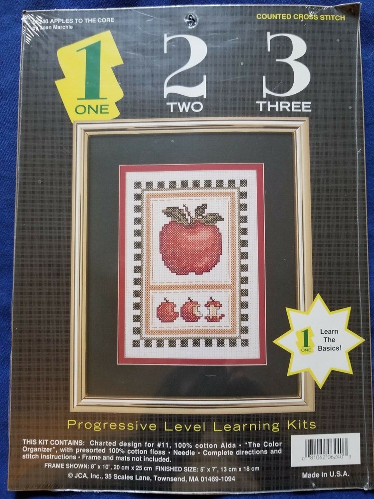 JCA Learning "Apples to the Core" Cross Stitch Kit Size 8" x 10"