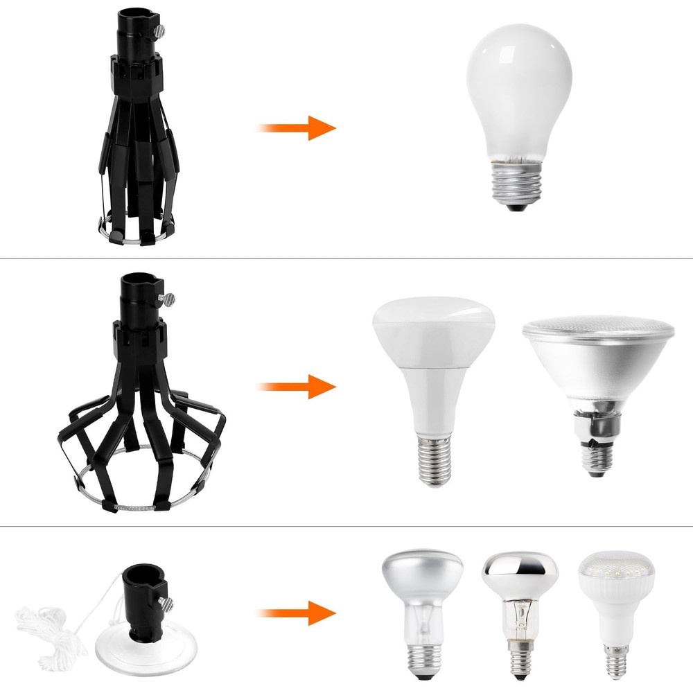 QWORK Professional Light Bulb Changer Kit - 3 Piece Set - Extension Black