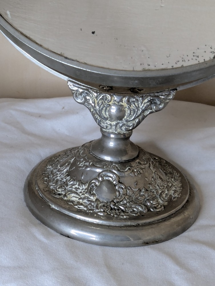 Vintage Victorian Silver Plated Standing Mirror