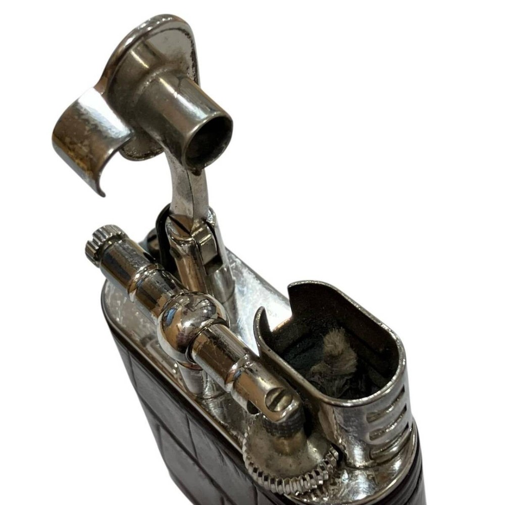 Working Dunhill Oil lighter silver brown hammer without box