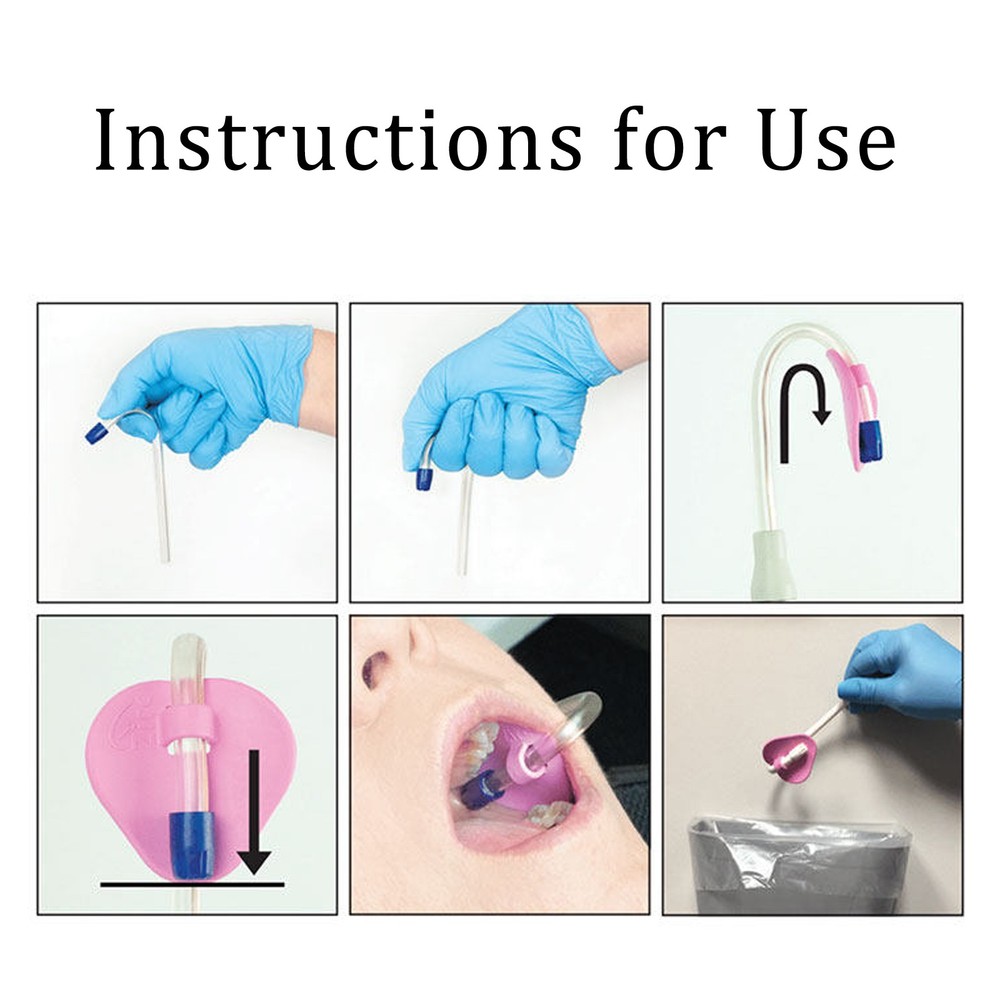 50Pcs Dental Saliva Ejectors Ejector Disposable Suction Tips Holder Pink