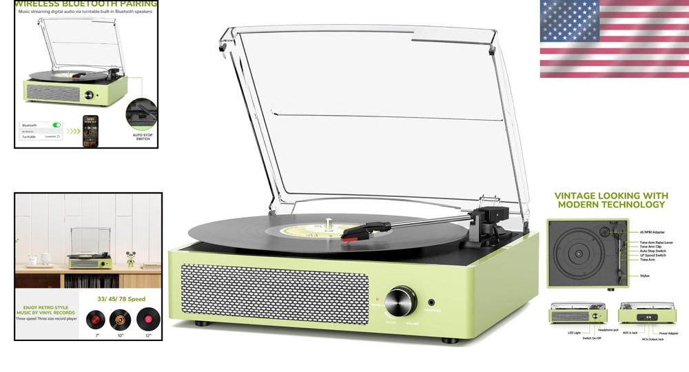 Vintage Vinyl Record Player Bluetooth Speakers
