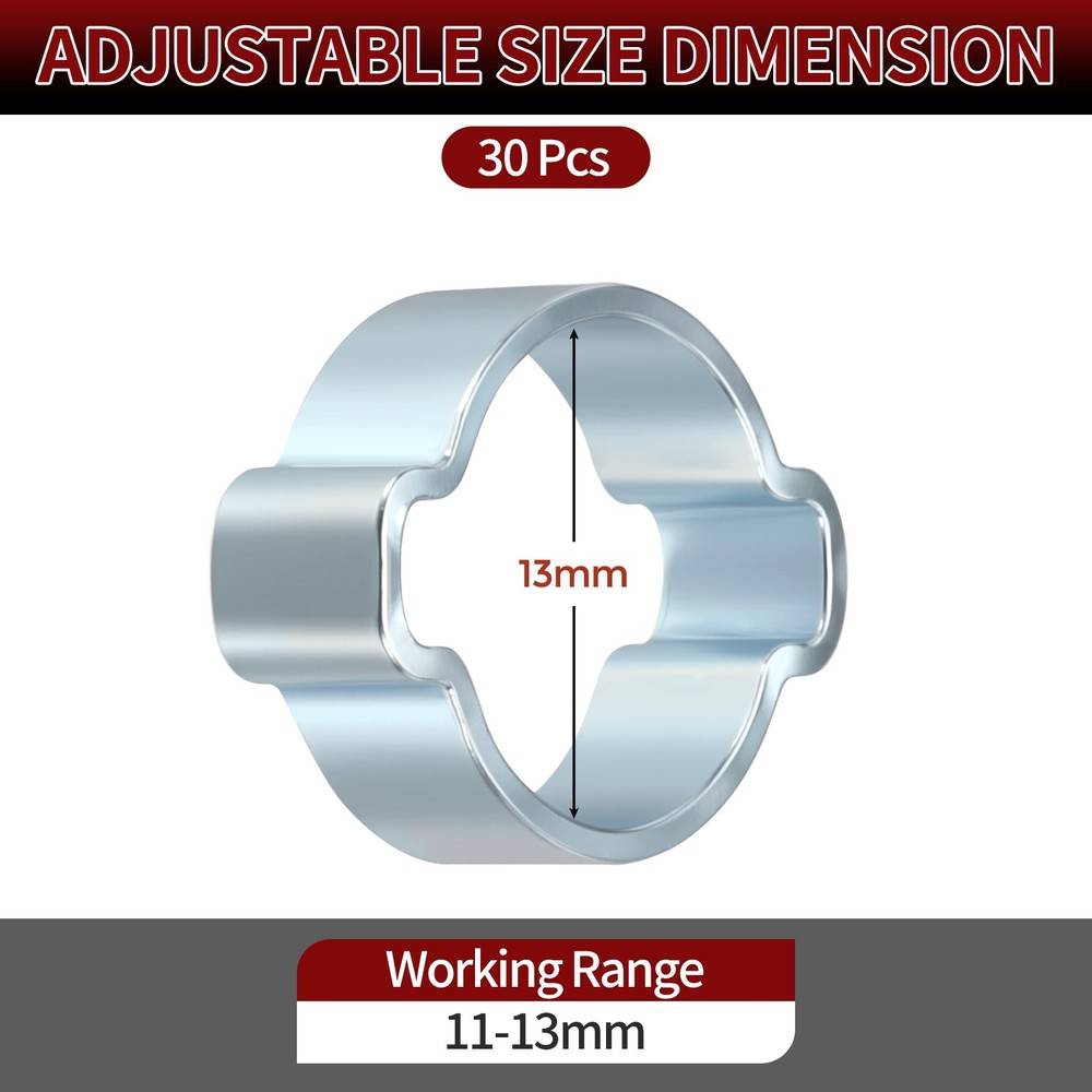 30 Pack Galvanizing Plate Double Ear Hose Clamps, Working Range 11-13mm