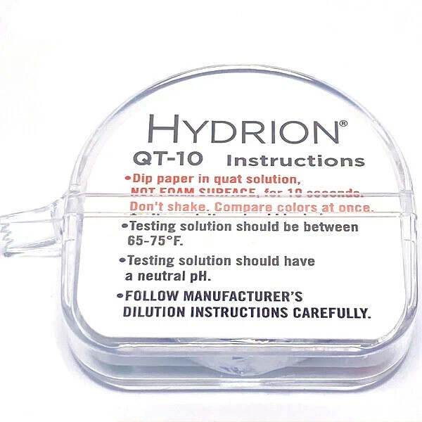 Micro Essential QT-10 Plastic Hydrion Low Range Quat Check Test Paper 0 - 400ppm