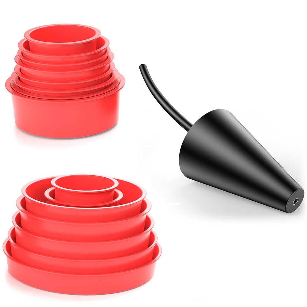EVAP Smoke Machine Exhaust Vacuum Intake Boot Cone Adapter & Red Cap Plugs Set