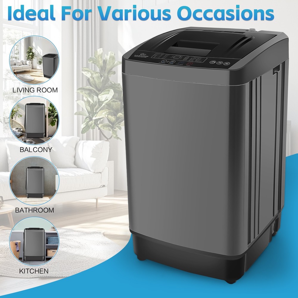 Portable Full Automatic Washing Machine 17.8lbs 10 Programs Built-in Drain Pump
