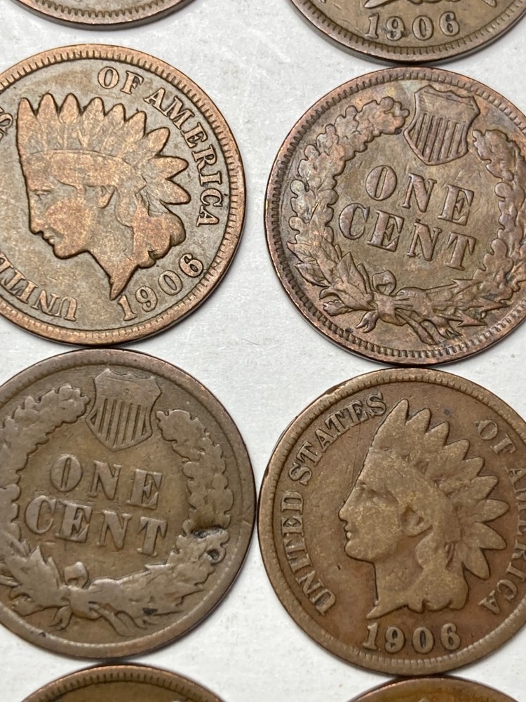 1906 INDIAN CENT ROLL, 50 nice condition (no problem) coins