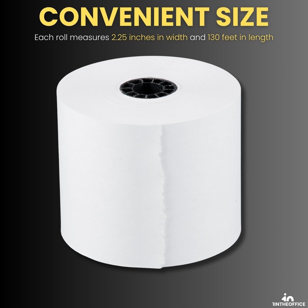 Adding Machine Rolls 2 1/4" x 130' - 12 Uncoated Rolls, Bright White